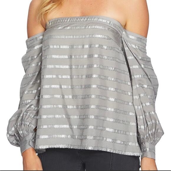 1. State Twilight Silver Metallic off the shoulder top - XS - Picture 1 of 7